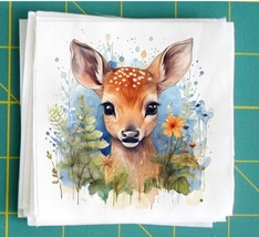 Deer on Fabric Square 8x8&quot; Quilt Block Panel for Sewing Quilting Crafting - £3.53 GBP