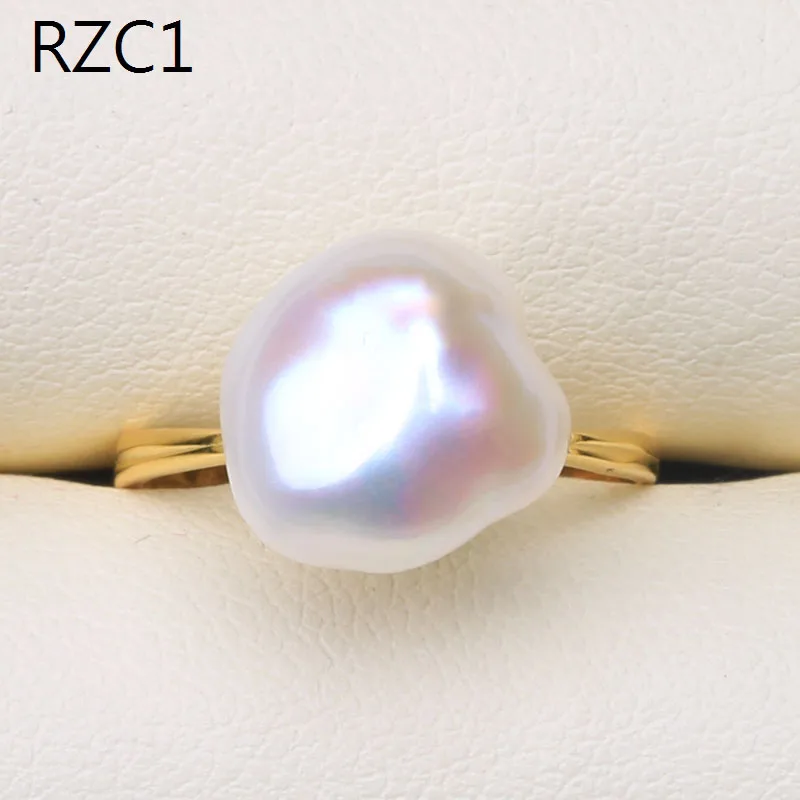 925 silver sterling 6-10mm baroque natural Pearl Ring irregularity Color adjusta - £24.86 GBP