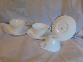 3 ea Corelle Winter Frost White Cupos Mugs and saucers - $9.99