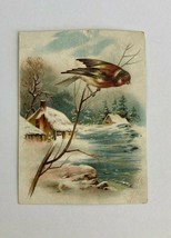 Bird On A Branch Snow On Houses Card - $20.00