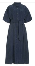 NWT Mara Hoffman Ayao in Blue Linen Blend Short Sleeve Maxi Shirt Dress XS - $155.00