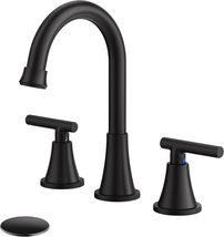 Bathroom Faucets for Sink 3 Hole, Hurran Matte Black Bathroom Sink Faucet with - £28.43 GBP