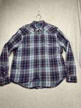 Lucky Brand Western Pearl Snap Plaid Mens Shirt Size XXL Classic Long Sl... - $32.10