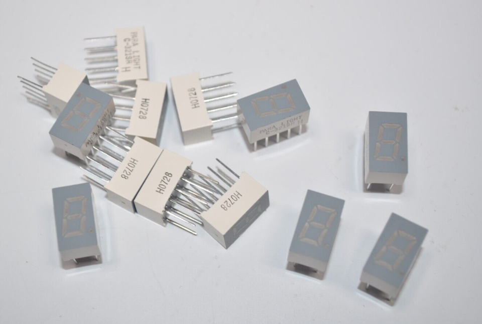 Lot of 39 Para Light Common Cathode Hyper Red LED Single Digit Display C... - $45.53