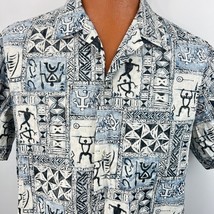 Howie Hawaiian Aloha XL Shirt Reverse Print Geometric Turtle Honu Hook Makau - £40.15 GBP