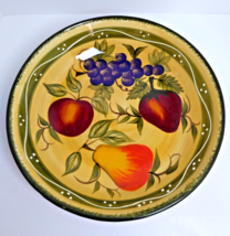 Vintage Ceramic Serving Bowl Multicolor Round Fruits Design/Decor  13&quot; x 3&quot; deep - £24.40 GBP