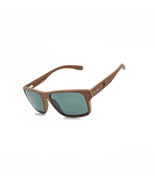 Curved wooden sunglasses with green lenses, stylish and ergonomic design - $139.90
