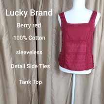 Lucky Brand berry red cotton detail tank top size XS - £9.43 GBP