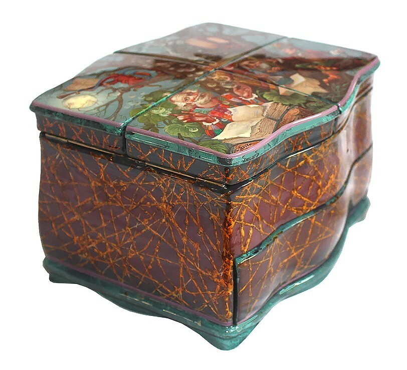 Fedoskino Hand Painted One of a Kind Russian Lacquer Box "The Magician by Maslov Item image 5