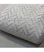 White Georgette Bridal Fabric, Foil Mirror Embroidered Wedding Fabric- N... - £11.44 GBP+