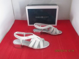 Karen Scott Nathena Strappy Dress Sandals $69 - US Size 7 1/2 - Silver - 1192 - $19.79