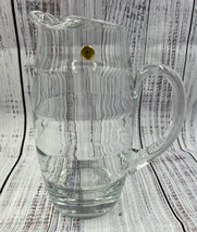 Glass Pitcher With Handle Pour Spout Ripple Design Made In Romania Clear Heavy - £22.15 GBP