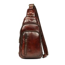 Men Sling Backpack Cross body Shoulder Bag Genuine Leather Travel Retro Real Cow - £54.38 GBP