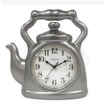 PresenTime &amp; Co. Teapot 11-in Clock Silver Plastic Non-Ticking Modern Fa... - £36.88 GBP
