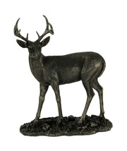 Bronze Finish Standing Deer 8 Point Buck Antlers Wildlife Animal Art Statue - £35.59 GBP