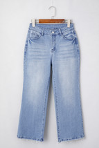 Beau Blue Mineral Wash Raw Hem High Waist Flared Jeans - $34.98