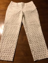 Ann Taylor Loft Women&#39;s Pants Julie Riviera Pant White &amp; Gray Print Size 4 - $30.94