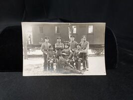Original 1916 WWI German Soldiers Posing Near Train Real Photo Postcard ... - $19.53