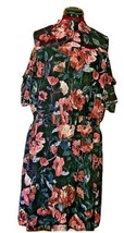 Ivanka Trump Dress Women Floral Lined Textured Mock Neck Size 16 Cold Shoulder - £61.14 GBP