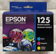 Epson 125 Cyan Magenta Yellow Ink Cartridge T125520 Exp 2024+ Genuine Sealed Box - £19.67 GBP