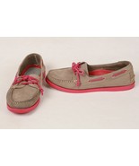TESORI Mushroom Gray Nubuck Leather Pink Laces Boat Shoes Flats WOMEN&#39;S ... - $11.17 CAD