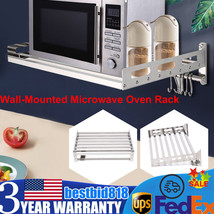Wall-Mounted Microwave Oven Rack Stainless Steel Kitchen Storage Rack Sp... - £58.04 GBP