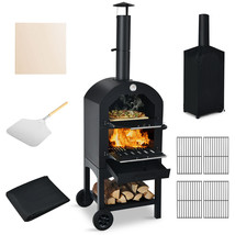 Pizza Oven Wood Fire Pizza Maker Grill W/ Pizza Stone &amp; Waterproof Cover... - £261.50 GBP