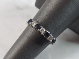 Womens Vintage Estate 14K Gold Diamond Sapphire Ring 2.5g E1061 - £386.87 GBP
