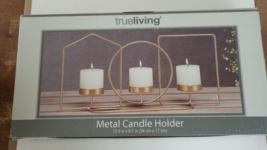 True Living Metal Candle Holder  3 Votive Holder Gold  - £7.58 GBP