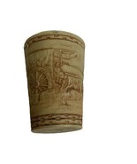 Antique Engraved Hand Carved Toothpick Holder Buffalo Pulling Wagon - 2.... - $19.79