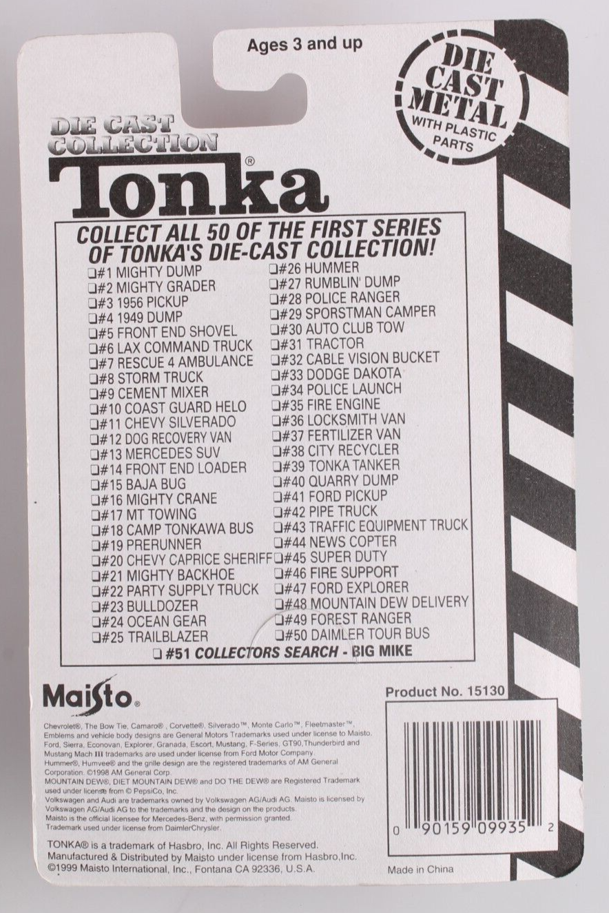 Tonka Maisto #17 OF 50 MT Towing Flat Bed Truck SEALED ON CARD 1999 Item image 3
