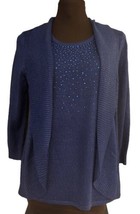 Laura Scott Royal Blue Layered Look Sweater Tunic Top Embellished Sparkles Sz PS - £11.75 GBP