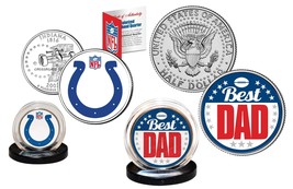 Best Dad Indianapolis Colts 2-Coin Us Set Quarter &amp; Jfk Half Dollar Nfl Licensed - £11.00 GBP