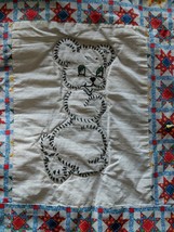 Vintage Hand Embroidered Baby Quilt Blocks Pig Lamb Kitten Puppy Squirrel Cow - £19.53 GBP