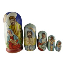 Nesting Doll 7&quot; 5 Piece, Jesus Nativity Easter Hand Made Russian Matryos... - £63.81 GBP