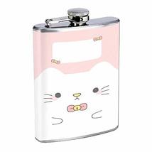 Fat Cat Hip Flask Stainless Steel 8 Oz Silver Drinking Whiskey Spirits Em1 - £7.95 GBP