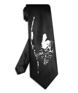 Xenomorph Alien tie black satin silk hand-painted necktie - $28.00