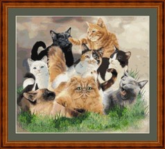 CAT PILE - pdf cross stitch chart Original Artwork ©  Steven Michael Gardner - £9.59 GBP