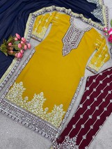 New Festival Salwar Suits Set, Georgette Heavy Embroidery Sequence Work Suit Dup - £68.62 GBP