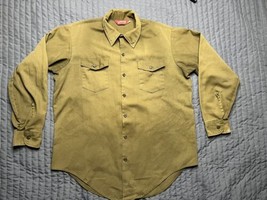 Vintage Tuf Nut Button Down Work Shirt Men’s Size Large Green USA Made - £23.30 GBP