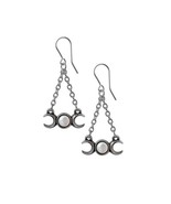 Alchemy Gothic E474 - Wiccan Moon Earrings Triple Moon Crescent Dropper - $54.50 CAD