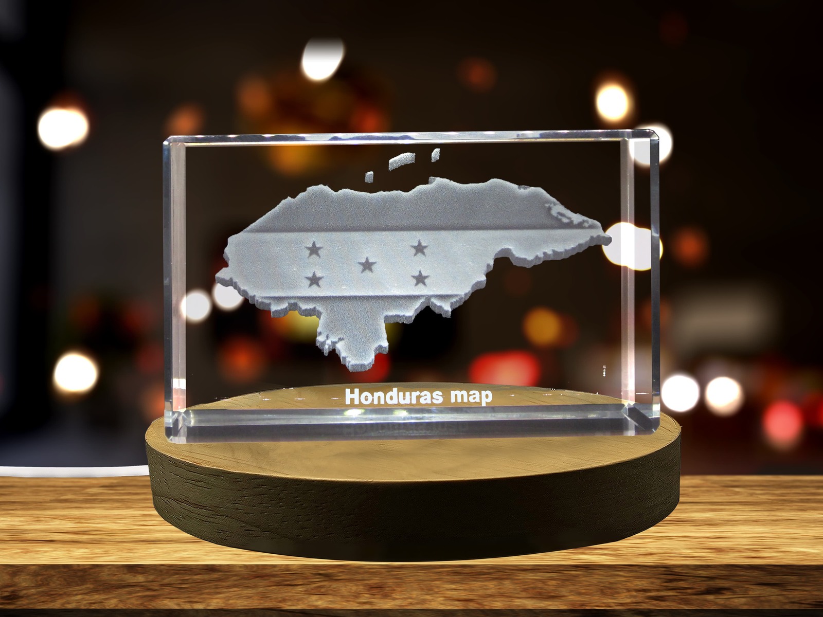 LED Base included | Honduras 3D Engraved Crystal 3D Engraved Crystal Keepsake