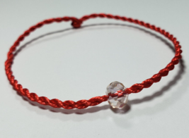 Red String Good Luck &amp; Fortune Bracelet Kabbalah And A Crystal - £6.98 GBP