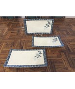 Vintage Picnic Plates #8786 Hoover Blue Bamboo Pattern Oblong Lot of 3 - £10.19 GBP