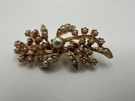 Antique Gold Faux Pearl Cluster Brooch 2&quot; - £18.79 GBP