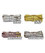 Metallic Glitter Flat Shoelaces with Metal Aglets Gold Silver Multicolour - €55,04 EUR
