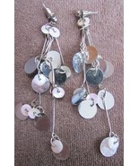 CUTE FIVE STRING BEADS &amp; SILVER SEQUENCE DANGLING POST EARRINGS - £3.14 GBP