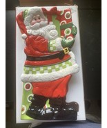 Fitz and Floyd Holiday Cheer Elongated Ceramic Santa with Presents Tray - $280.11 MXN