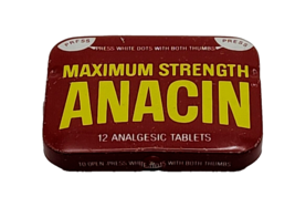 Vintage medicine tin: Anacin Maximum Strength, 12 Tablets / Empty ~ Years 80&#39;s - £11.64 GBP