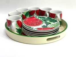 Georges Briard Watermelon Serving Tray Set for Six - China Coffee Mugs &amp; Plates - £79.61 GBP